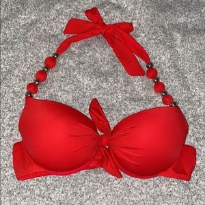 Red push-up bikini top